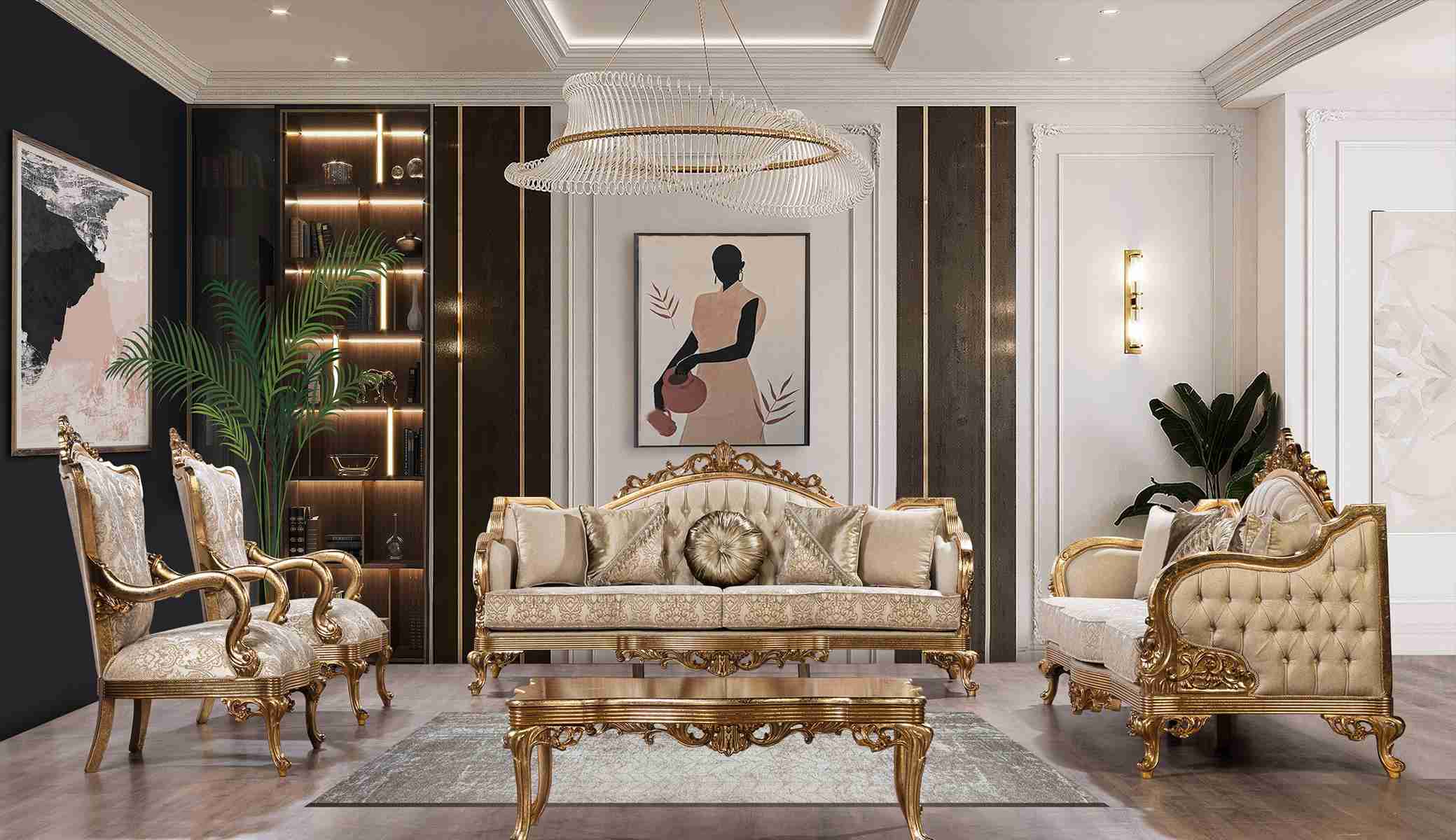Sofa Set Sofagarnitur 4tlg. Couchtisch Wohnzimmer Klassiker Designer