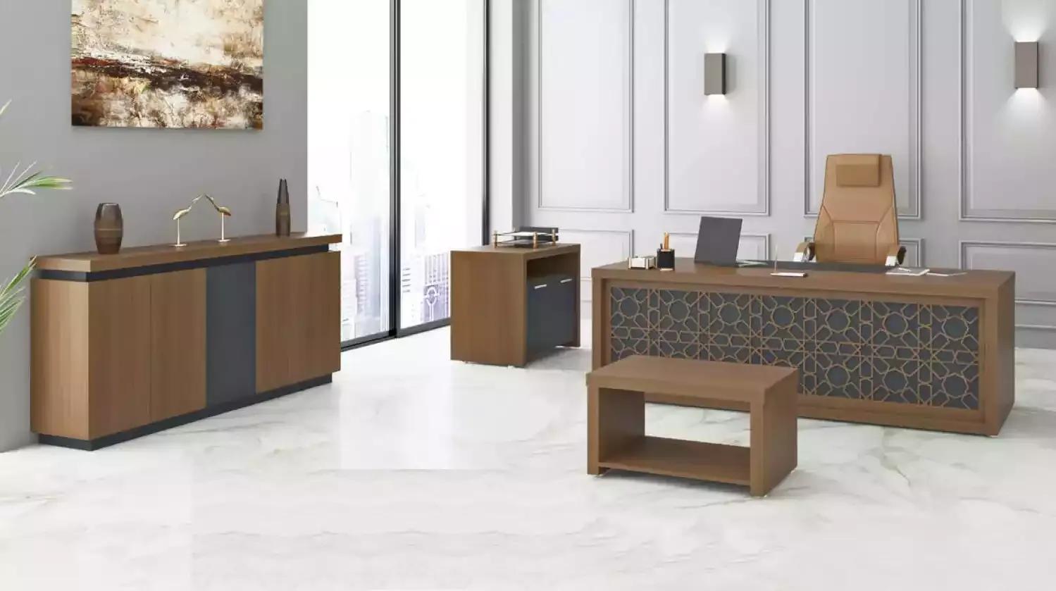 Holzmöbel Büro Set Schreibtisch Couchtisch Arbeitszimmermöbel 4tlg