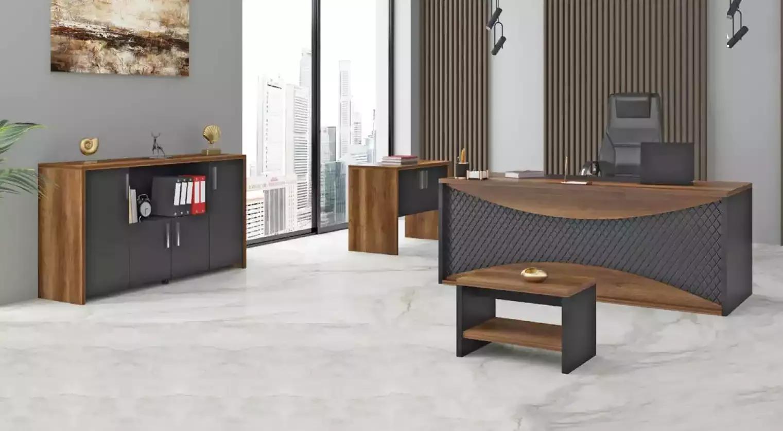 Arbeitszimmer Holzmöbel Büro Set Schreibtisch Aktenschrani Couchtisch