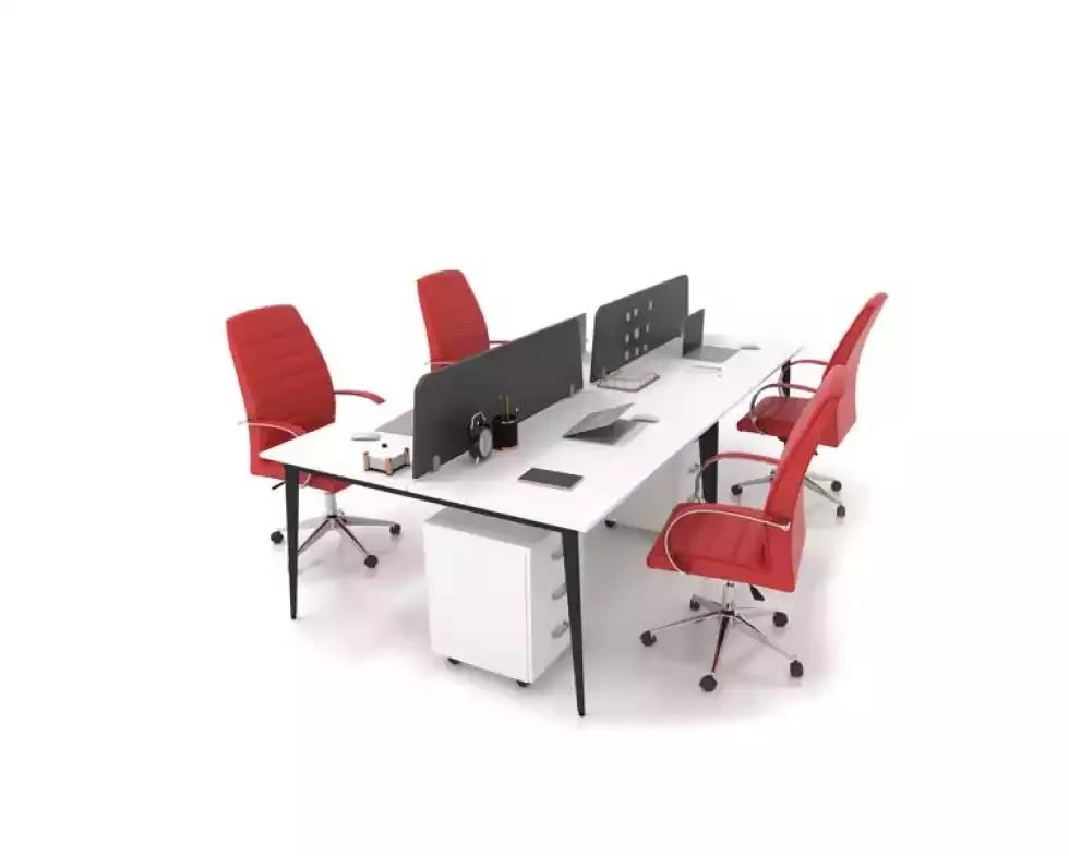 Großer Weißer Arbeitstisch Schreibtischensemble Büroeinrichtung Modern