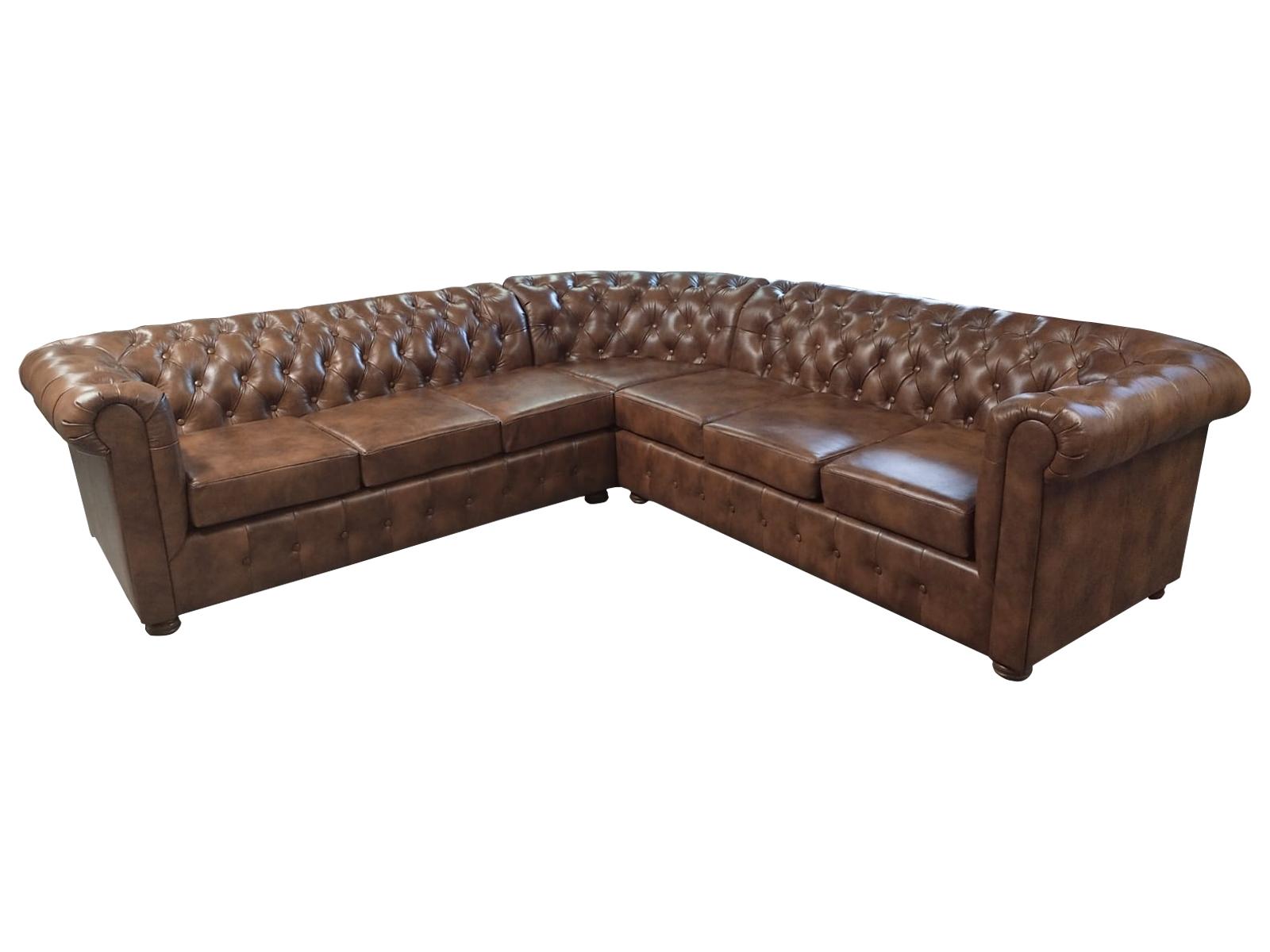 Chesterfield Ecksofa L-Form Leder Wohnzimmer Couchen Braun Sofas Eckgarnitur