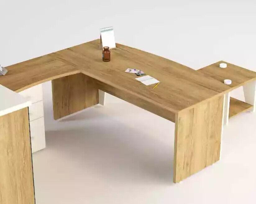 Brauner Eckschreibtisch Exklusives Design Bürotisch Arbeitszimmer Möbel
