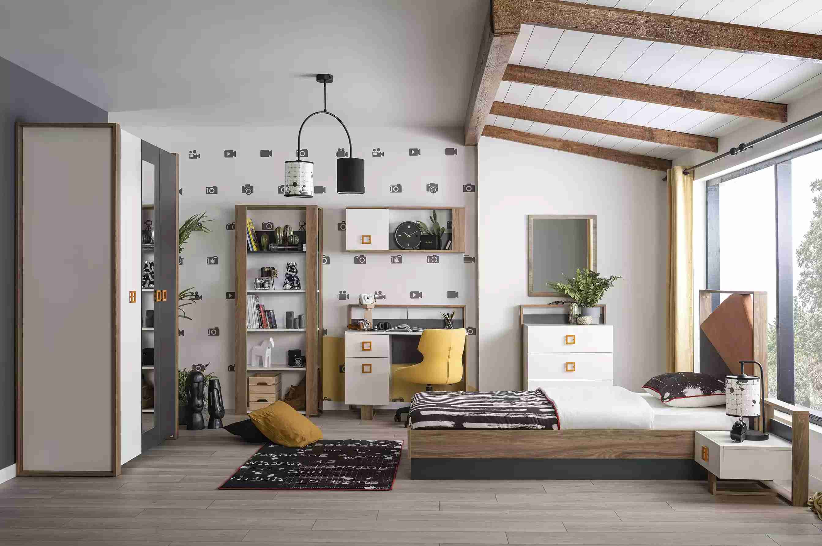 Garnitur Kinderbett Kindermöbel Kinderzimmer Bett Holz Grau Set 9tlg