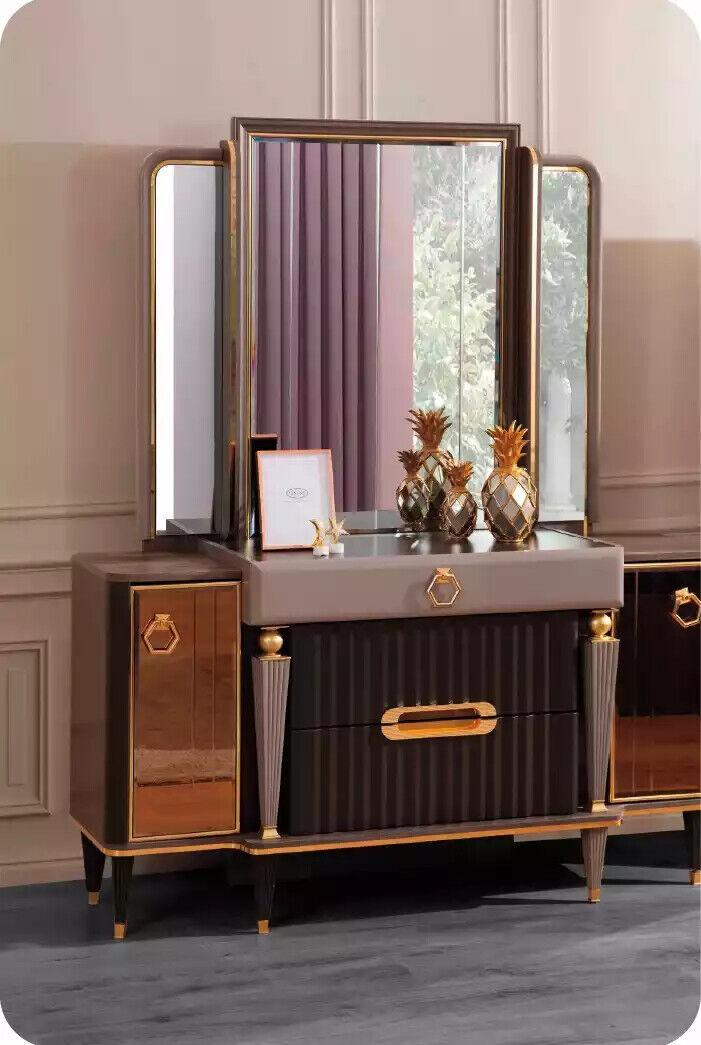 Konsoletisch Schminktisch Spiegel Gold Luxus Schlafzimmer Schmink Neu