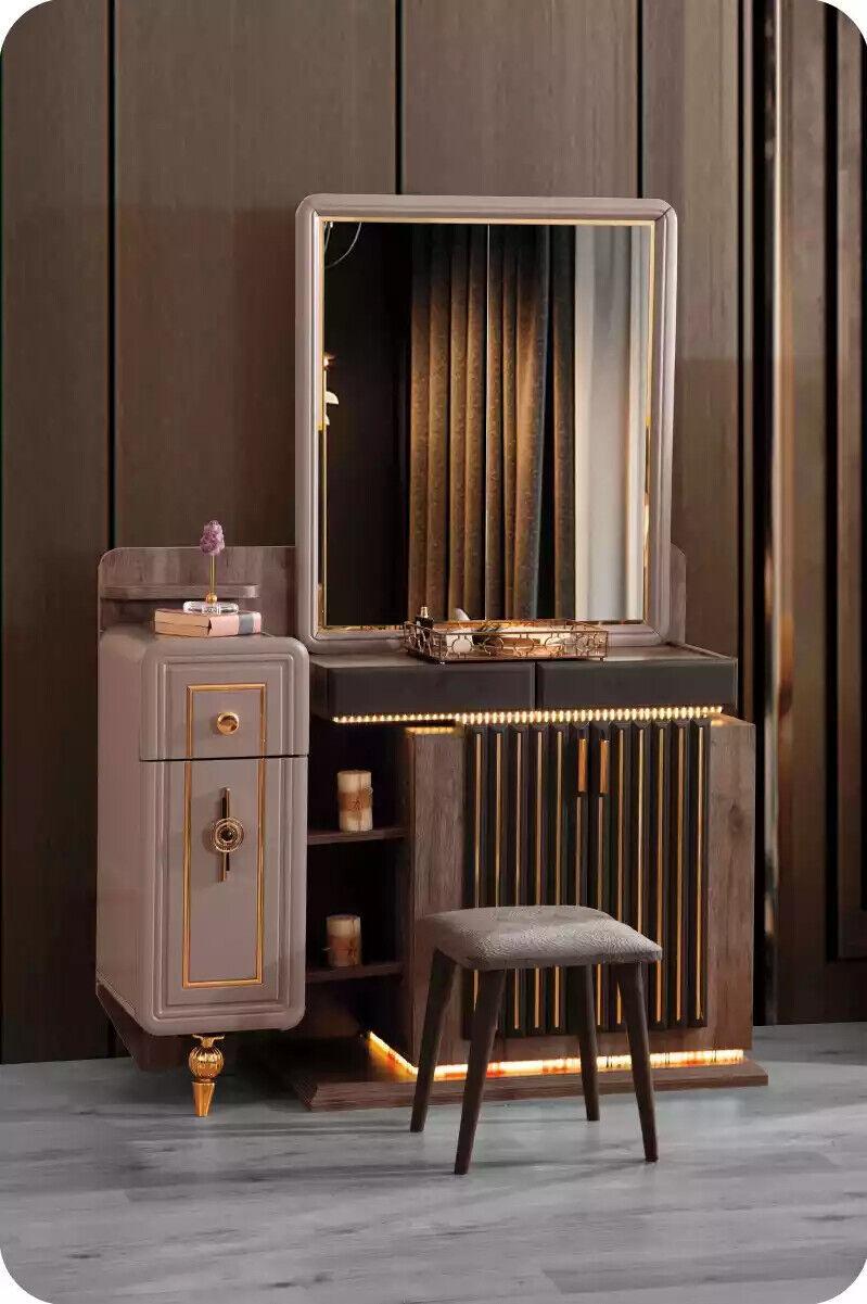 Schlafzimmer Luxus Schminktisch Spiegel Konsoletisch Schmink Braun