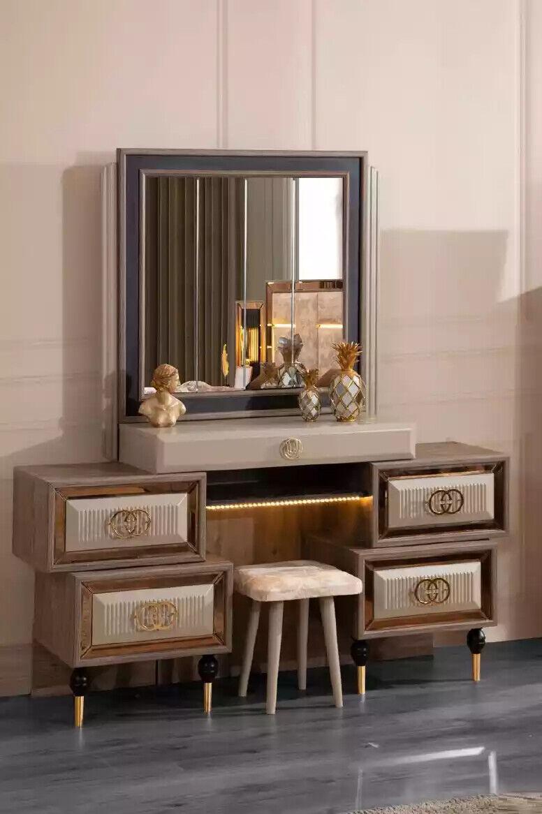 Luxus Frisiertisch Schminktisch Konsoletisch Konsole Beige Holz Konsol