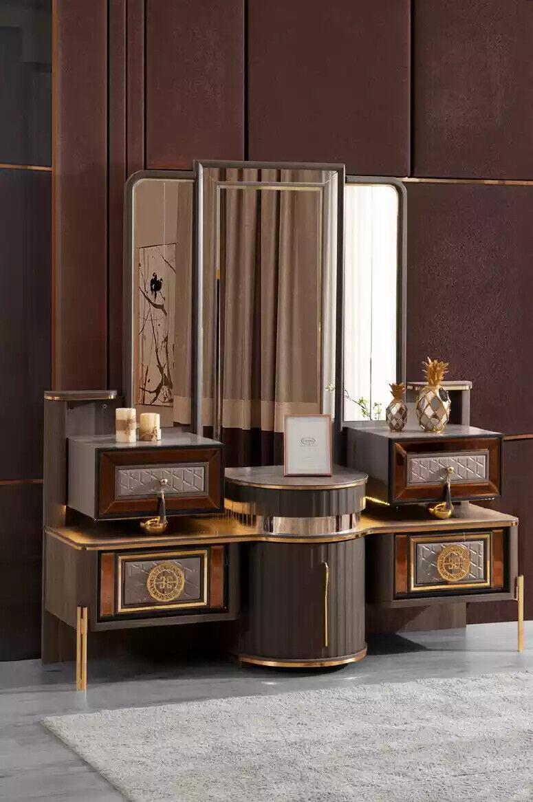 Luxus Schminktisch Konsoletisch Konsole Frisiertisch Holz Modern Grau