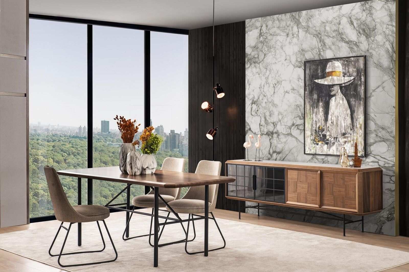Essecke Essgruppe Esstisch Set 8tlg Esszimmer Braun Holz Stilvoll