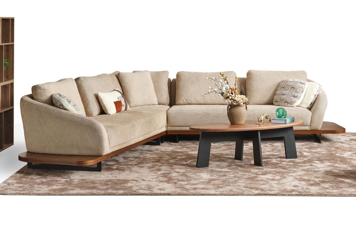 Polstersofa Ecksofa L Form Sofa Wohnlandschaft Sofas Beige Modern