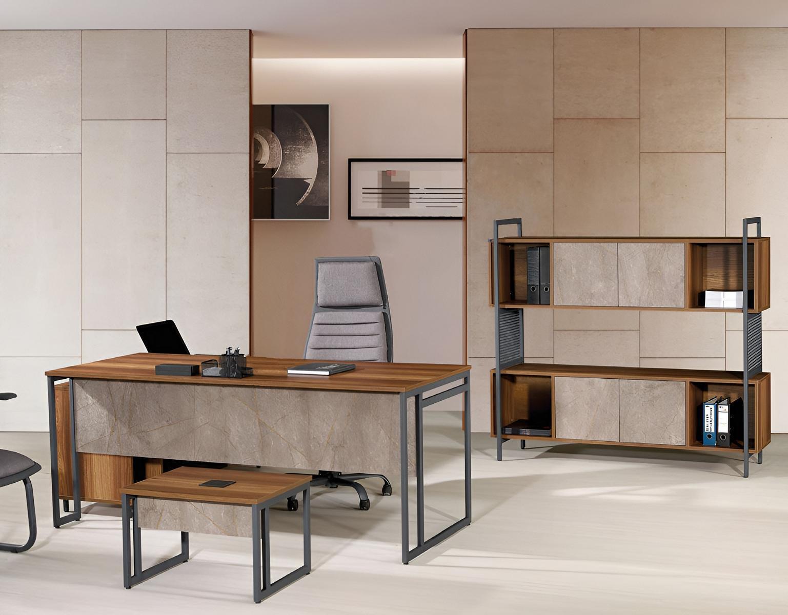 Klassischе Komplette Arbeitszimmermöbel Braun Eckbürotisch 3tlg Holz