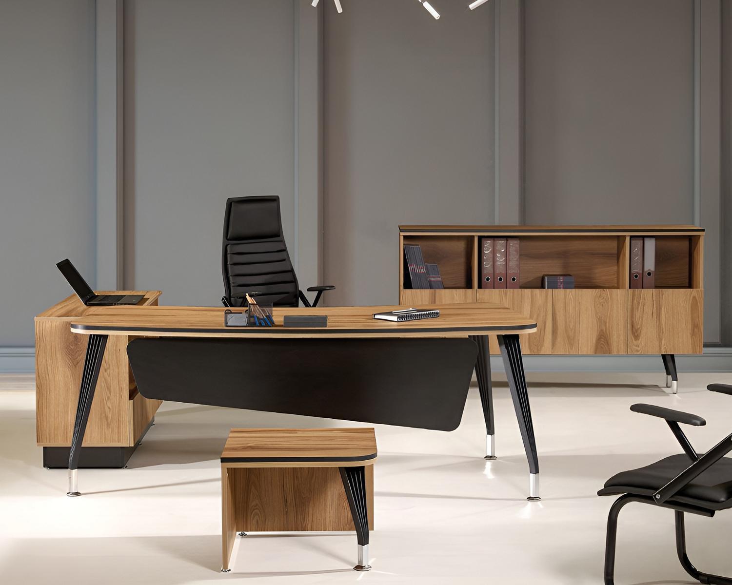 Klassischе Eckbürotisch Komplette Arbeitszimmermöbel Braun 3tlg Holz