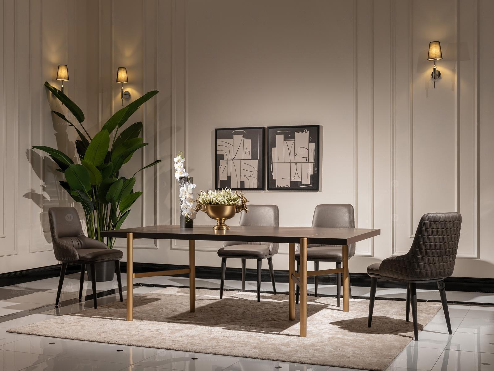Esstisch Esszimmertisch Tisch Esszimmer Holz Braun Modern Gold Design
