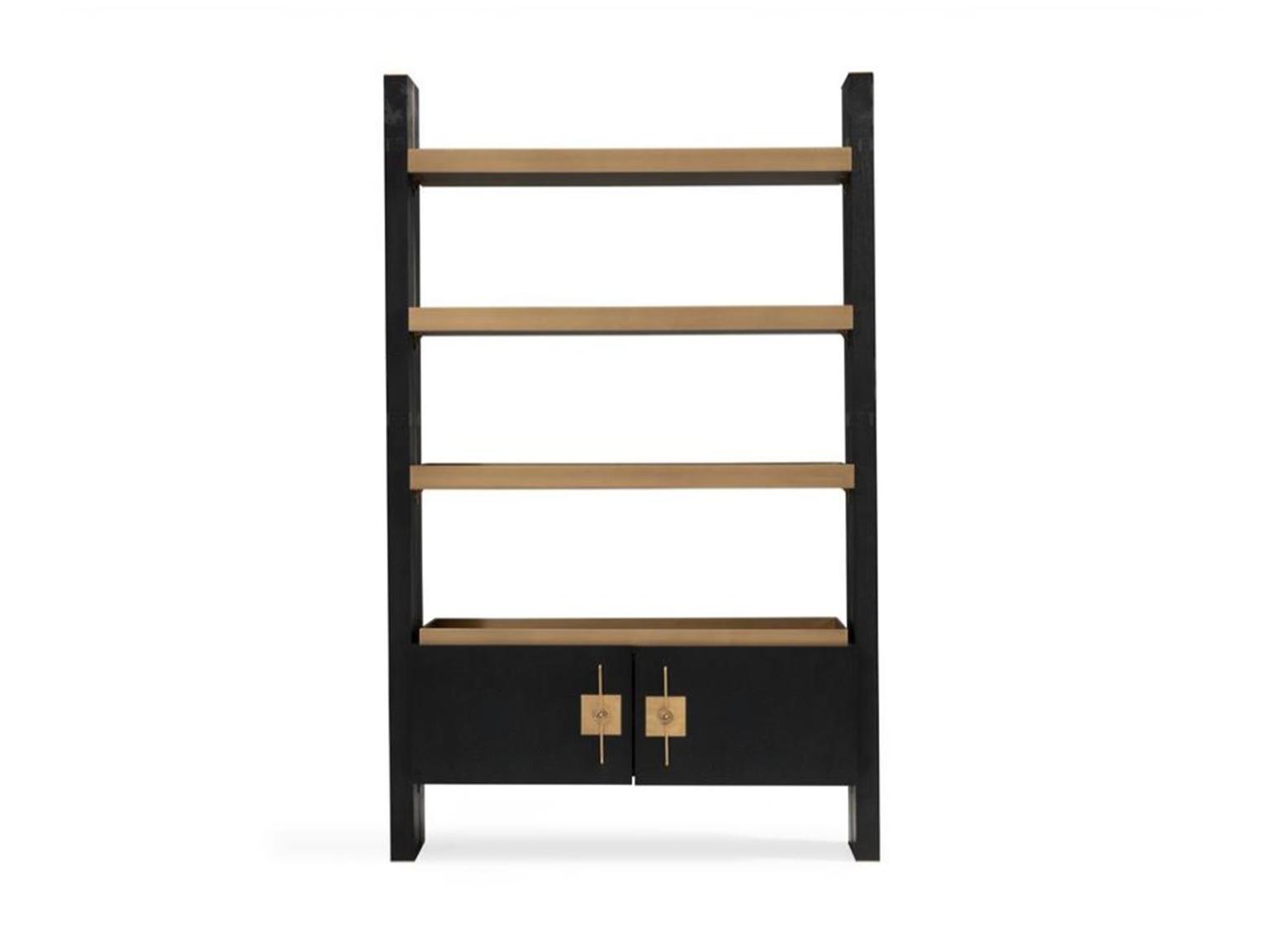 Design Schrank mit Regale Schranke Holz Schwarz Gold Holzschrank