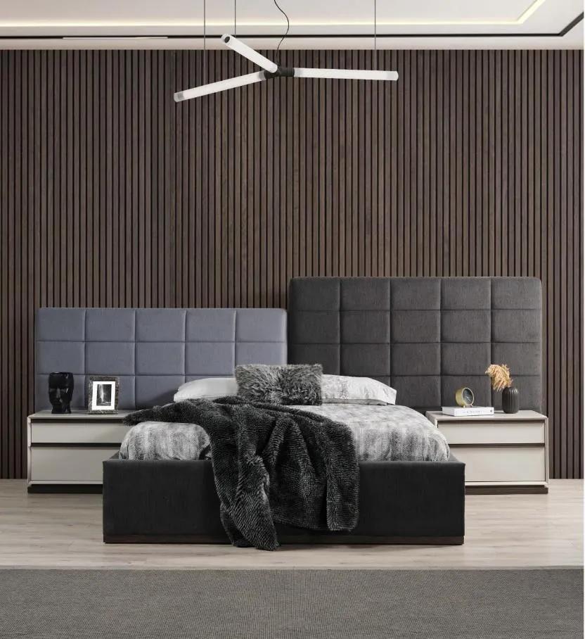 Schlafzimmerbett Garnitur Doppelbett Bett Nachttische 3tlg Grau Modern