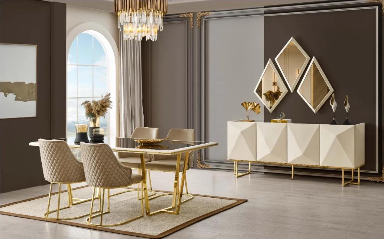Luxus Essecke Essgruppe Esstisch Stühle Beige Set 11tlg Esszimmer