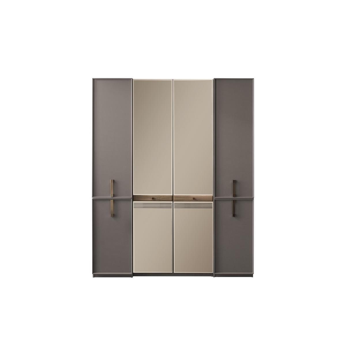 Kleiderschrank Schlafzimmerschrank Schrank Holzschrank Grau Spiegel