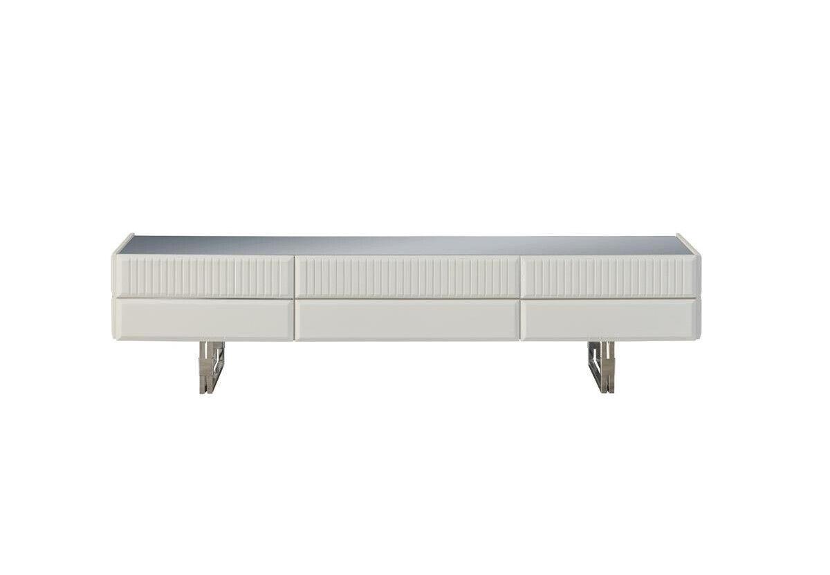 Holzschrank TV Ständer RTV Lowboard Schrank Holz Weiß Modern Sideboard