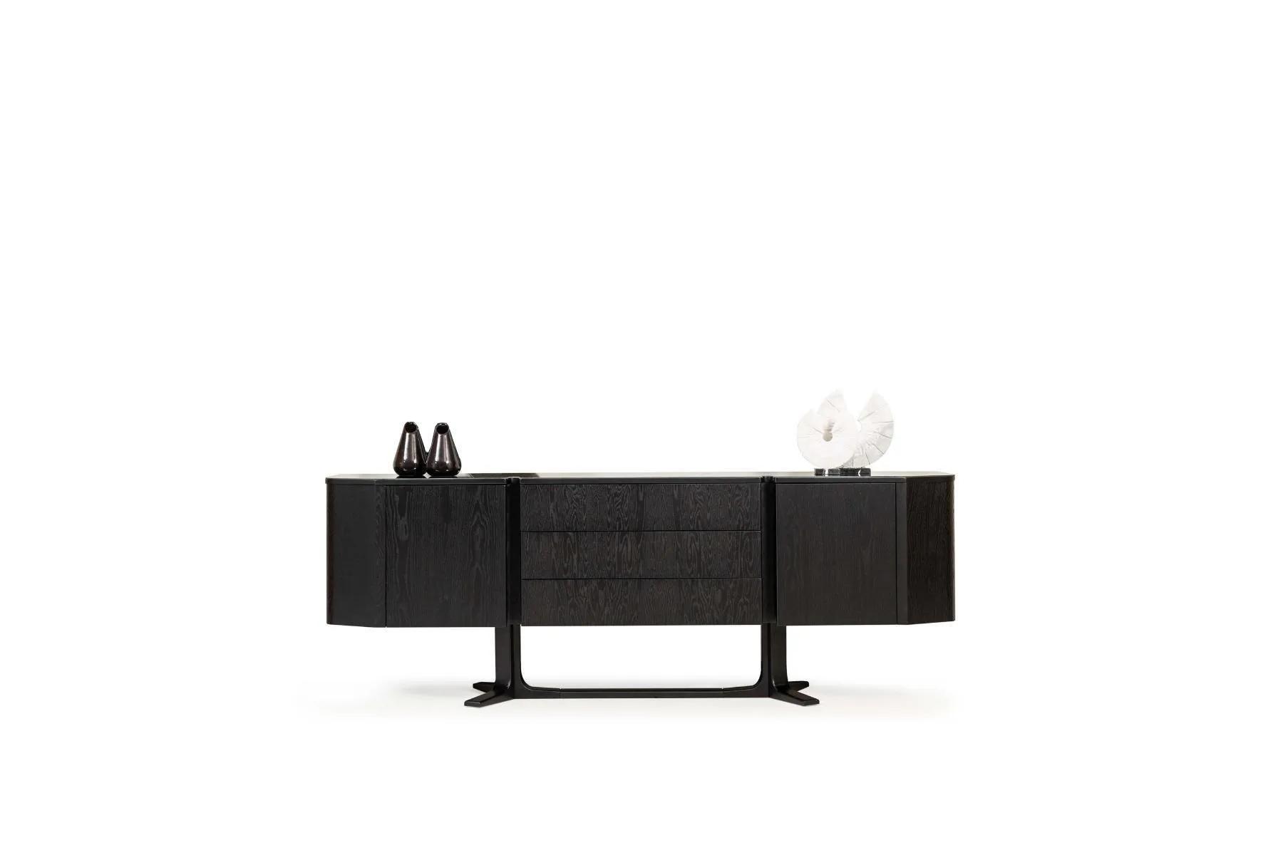 Moderner Schwarzer Holzschrank Designer Anrichte Luxus Sideboard