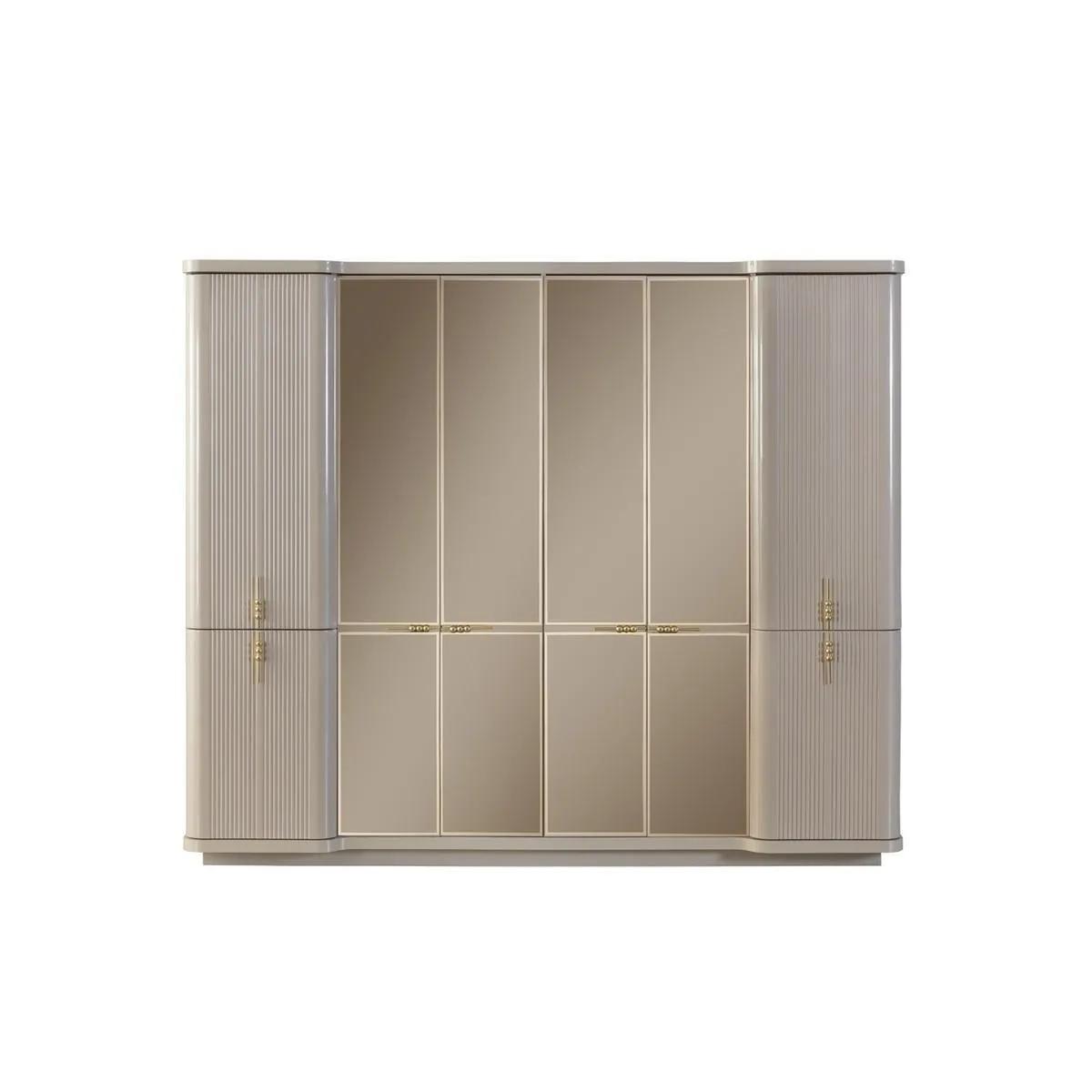 Beiger Kleiderschrank Garderobenschrank Schlafzimmer Holzschrank Möbel
