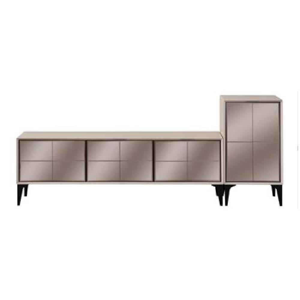 Sideboard TV Ständer RTV Lowboard Weiß Holz Tisch Möbel Wohnzimmer