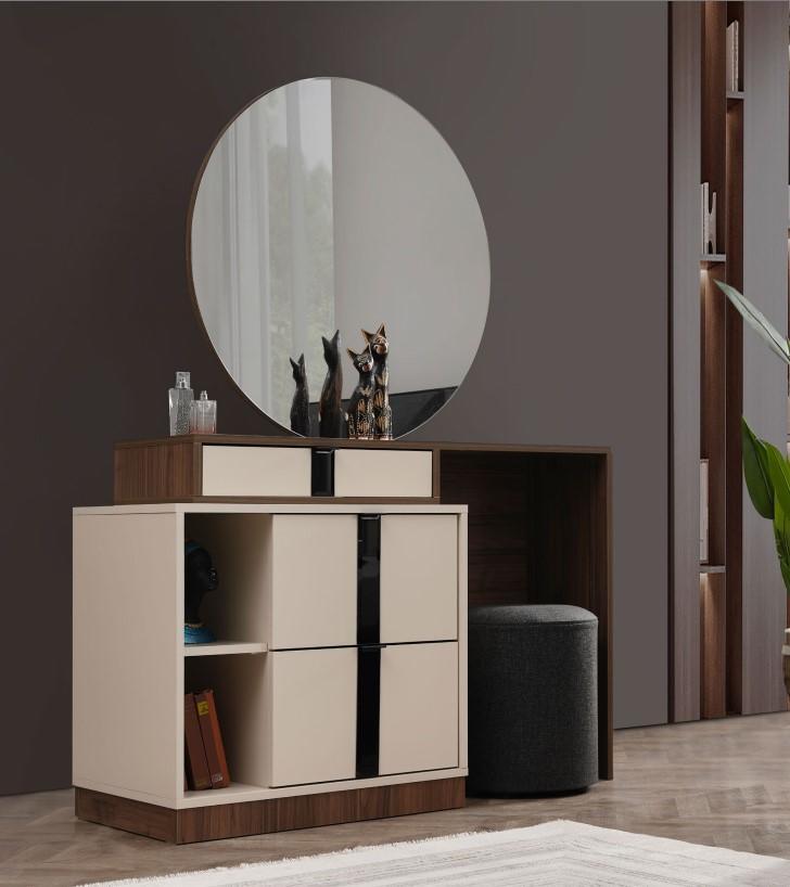 Schminktisch Kosmetiktisch Frisiertisch Frisierkommode Beige Spiegel