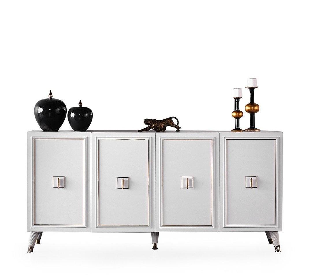 Anrichte Sideboard Schrank Holzschrank Weiß Holz Kommode Luxus