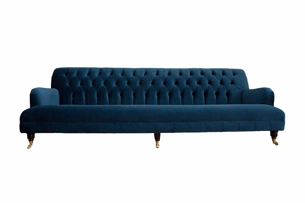 Polster Sofas Design Luxus Couch Blau Sofa 4 Sitzer Stoff Viersitzer Neu