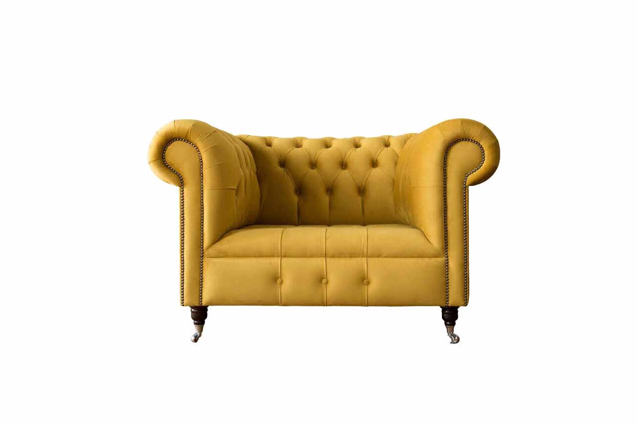 Chesterfield Design Sofa 1 Sitzer Sessel Couch Polster Luxus Textil