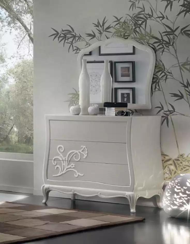 Luxus Kommode mit Spiegel Kommoden Konsole Holz Modern Design Grau
