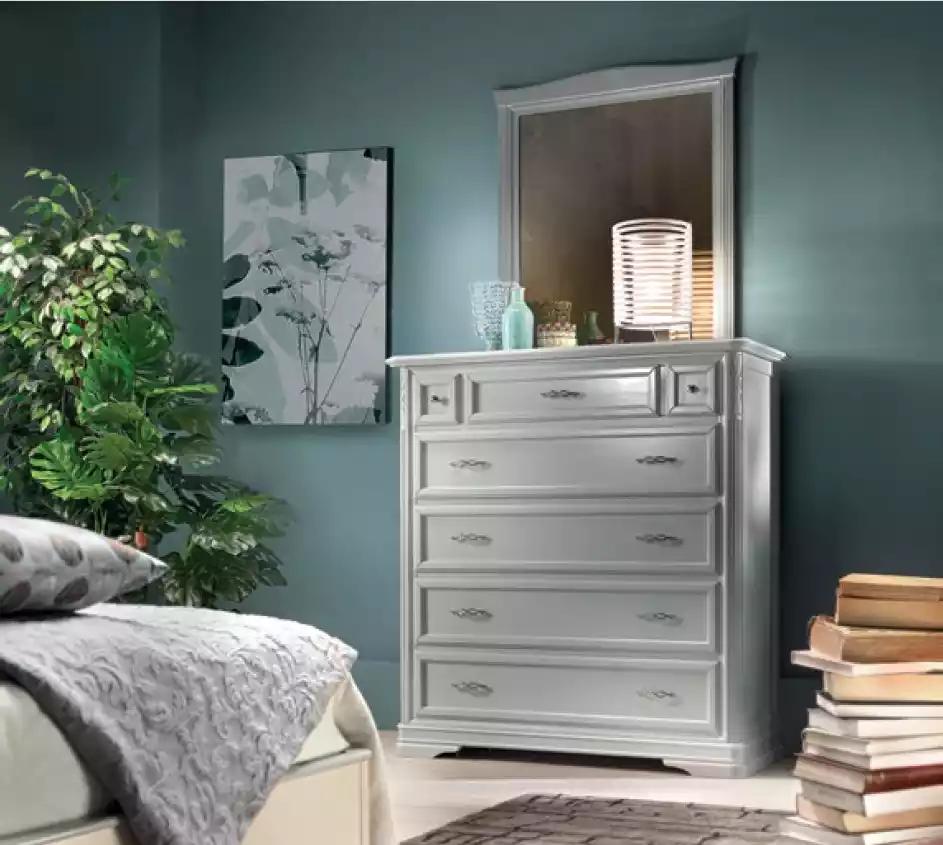 Kommode mit Spiegel Möbel Moderne Kommode Holz Schlafzimmer Weiß Neu