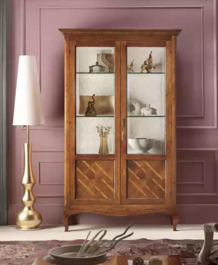 Holz Vitrinen Schrank Vitrine Wohnzimmer Möbel Glas Anrichte Luxus Neu