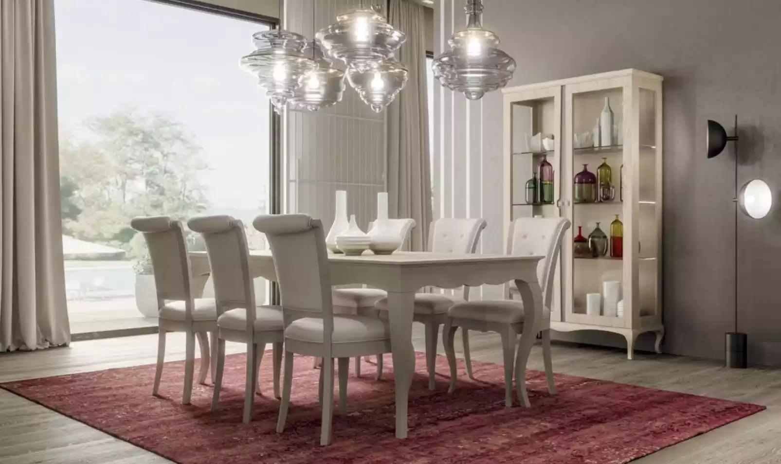 Esstisch 6x Stühle Vitrine 8tlg. Esszimmer Gruppe Garnitur Sitzgruppe