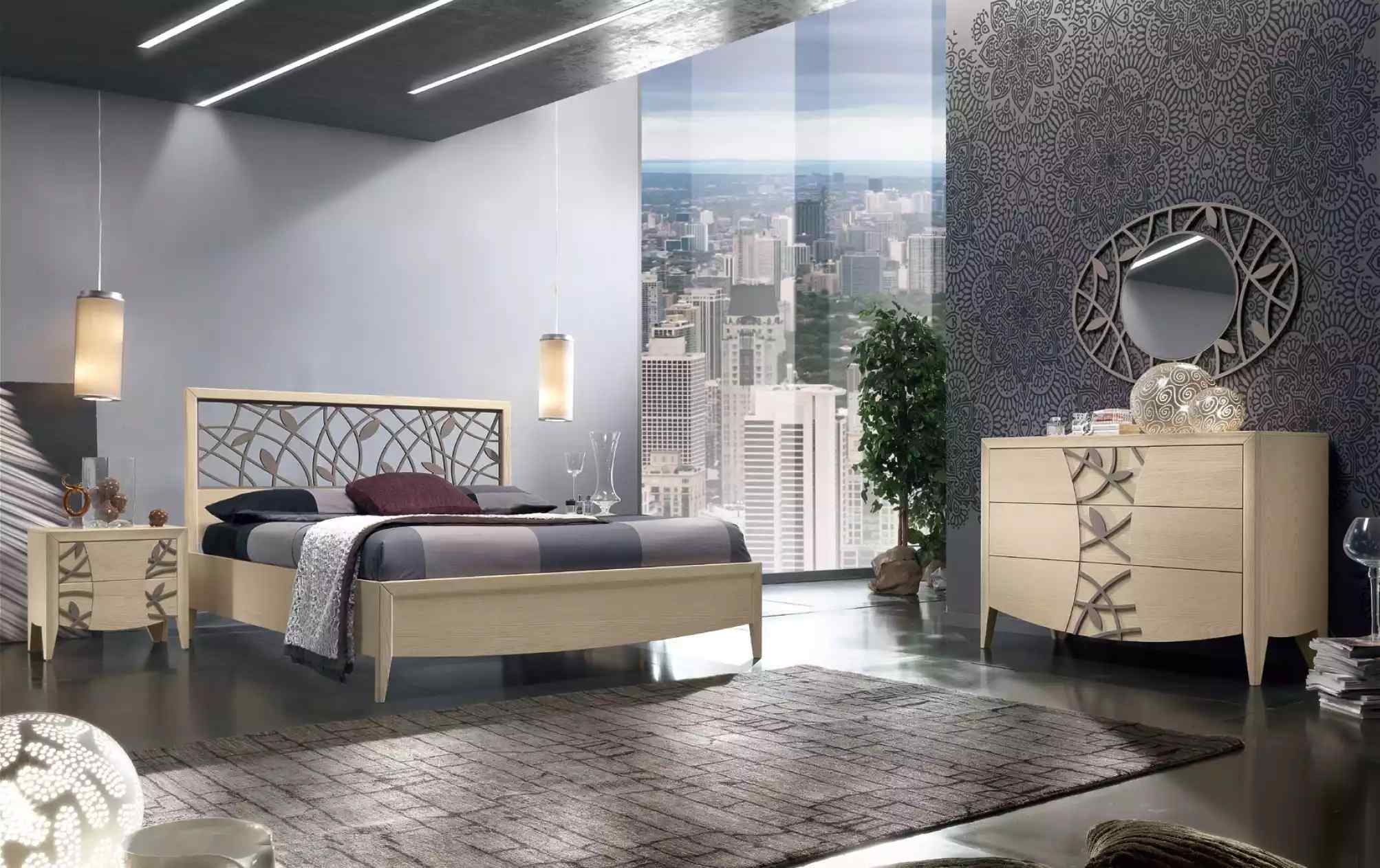 Schlafzimmer Set Komplett Bett 2x Nachttisch Kommode 5tlg beige