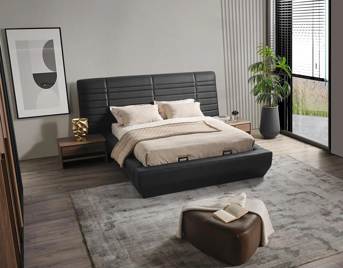 Schlafzimmer Set Bett 2x Nachttische schwarz Luxus 3tlg Design Holz