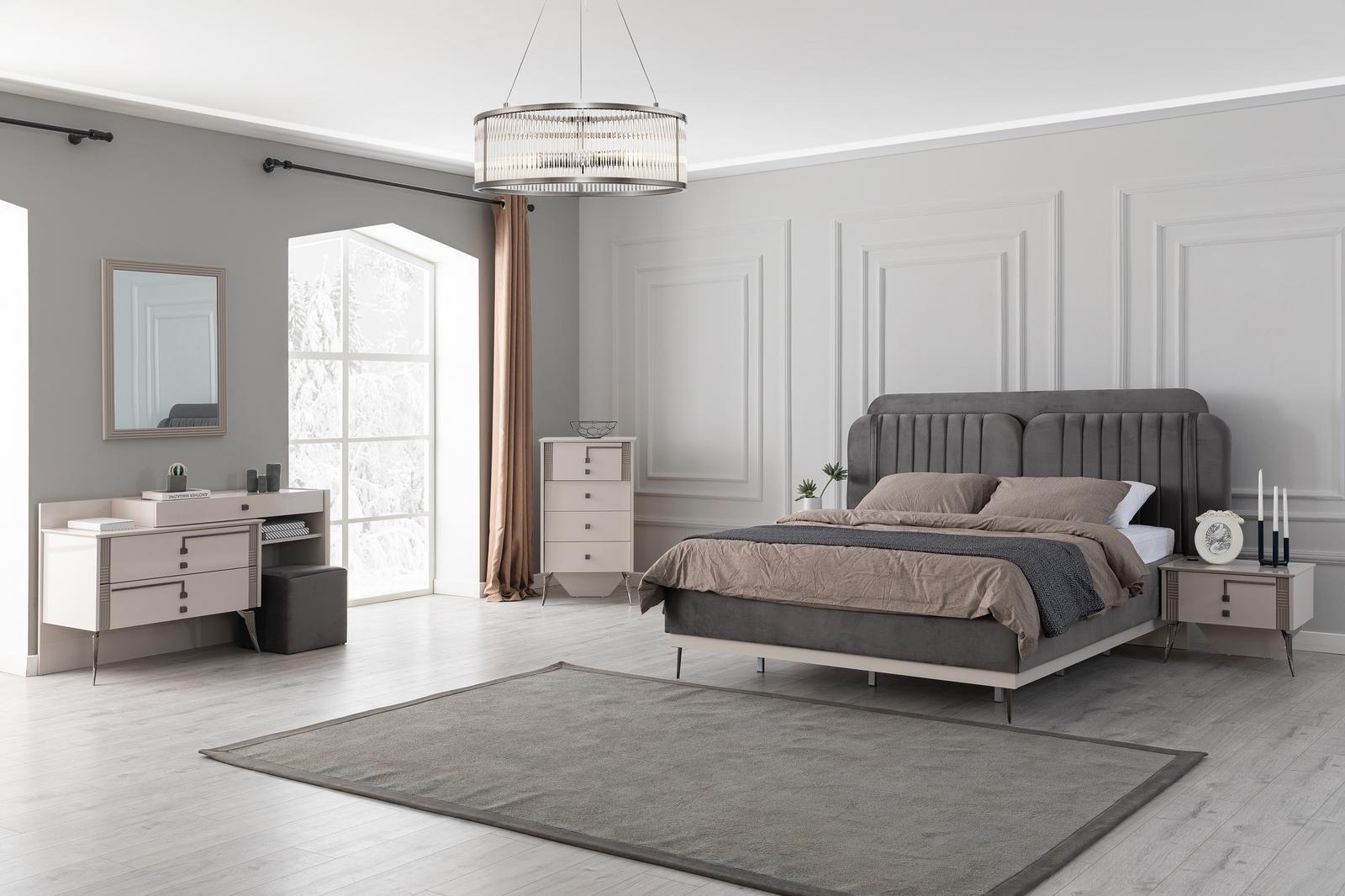Schlafzimmer Komplette Garnitur Bett 2x Nachttische Möbel Luxus 7tlg