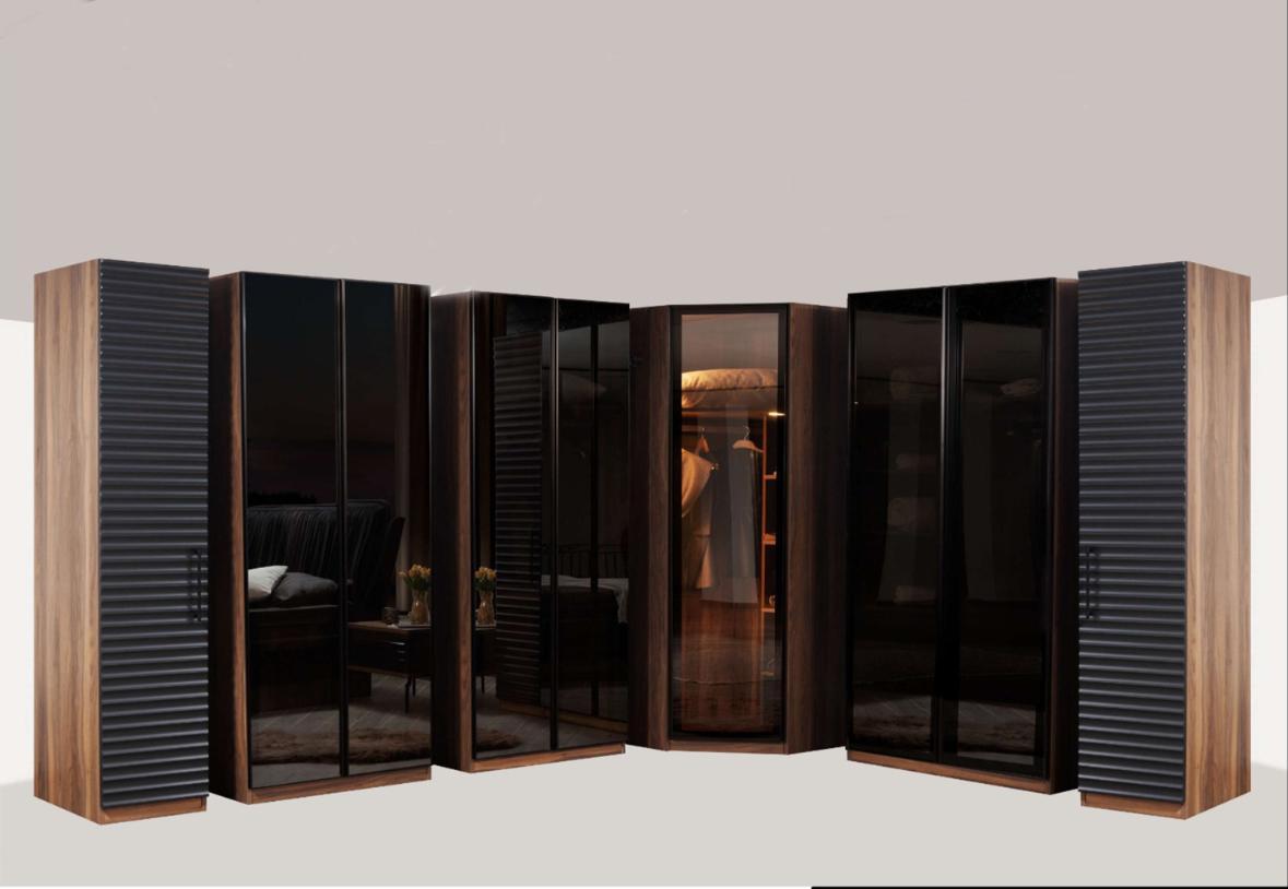 Schlafzimmer Möbel Moderner Eckschrank Luxuriöser Holz Kleiderschrank
