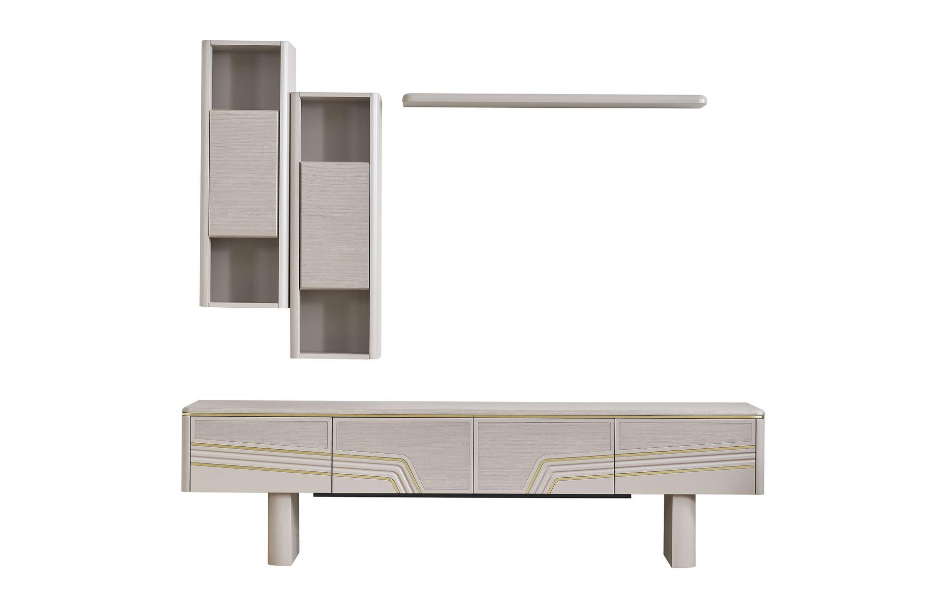 Graue Wohnzimmer Regale Luxus TV-Schrank Designer RTV Wandschränke 4tlg