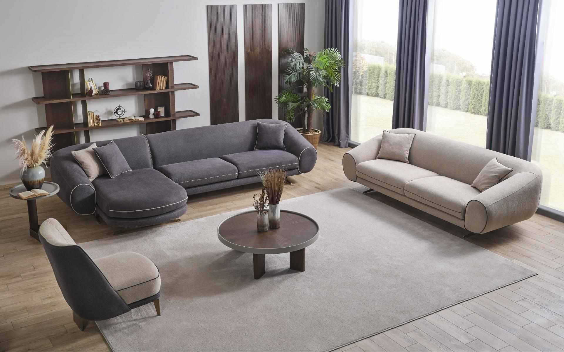 Wohnzimmer Luxus Set Ecksofa- L-Form 3+1 Sitzer Couchtisch Beistelltisch