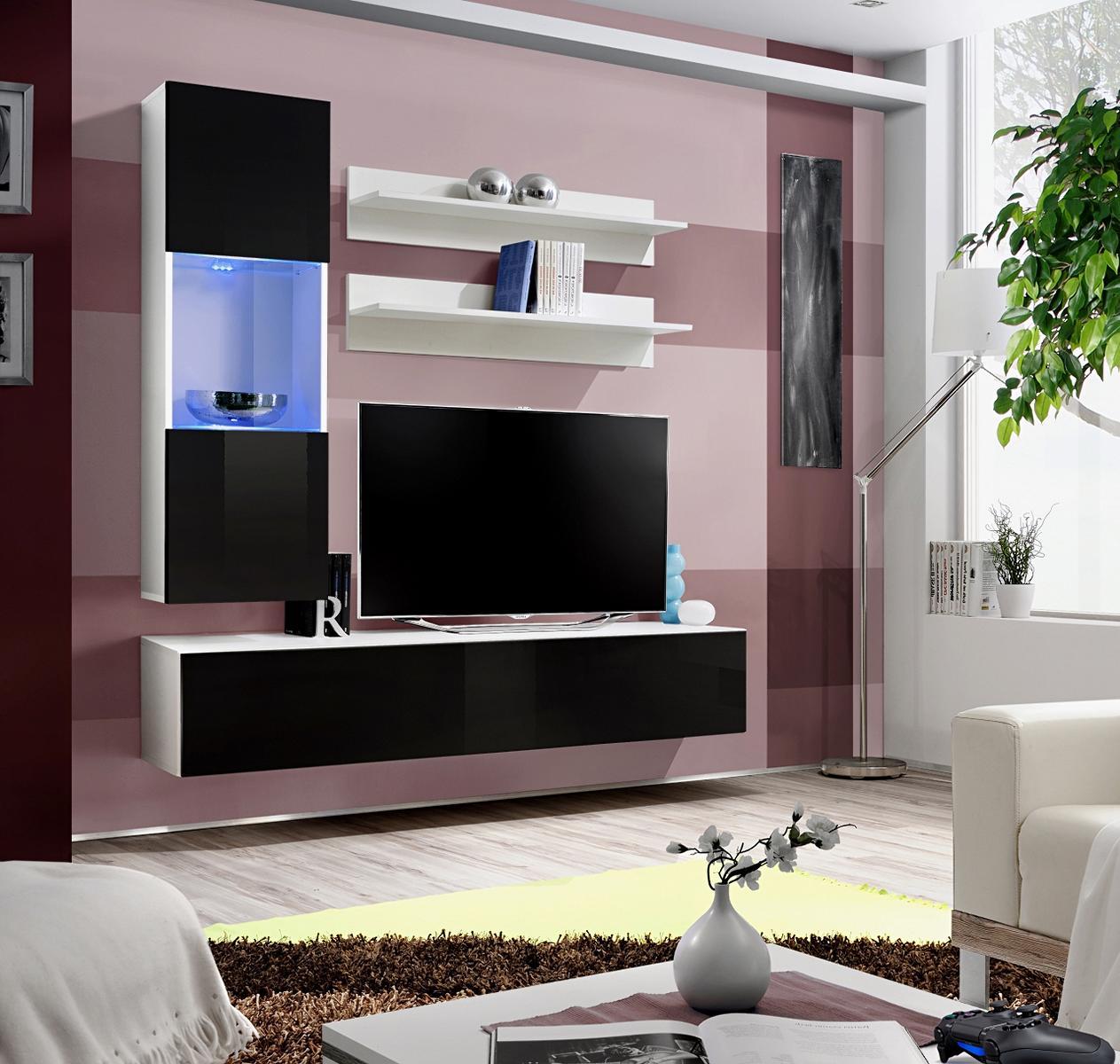 Luxus Holzmöbel Wohnwand Designer Einrichtung Komplett Set 4 tlg Wohnzimmer
