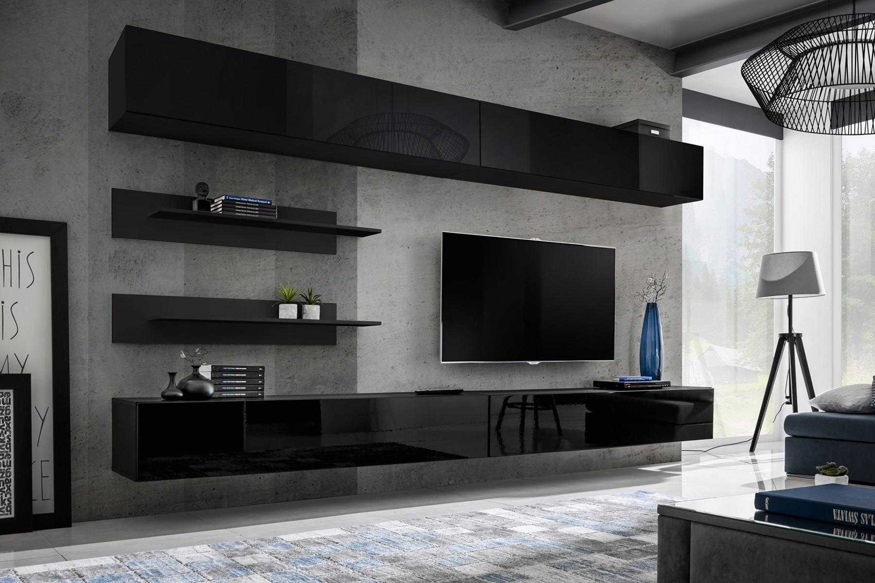 Wohnzimmer Wand Regal Garnitur 6tlg. Design Wohnwand Wandschrank Design