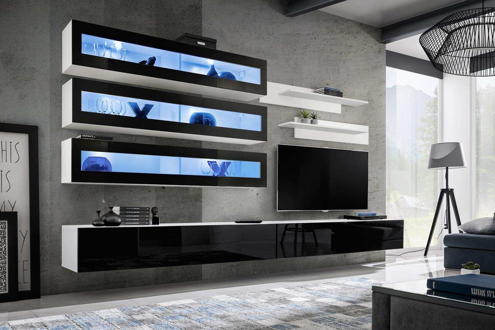 Weiß Luxus Wohnzimmer Wohnwand Möbel 3x Wandschrank TV-Ständer