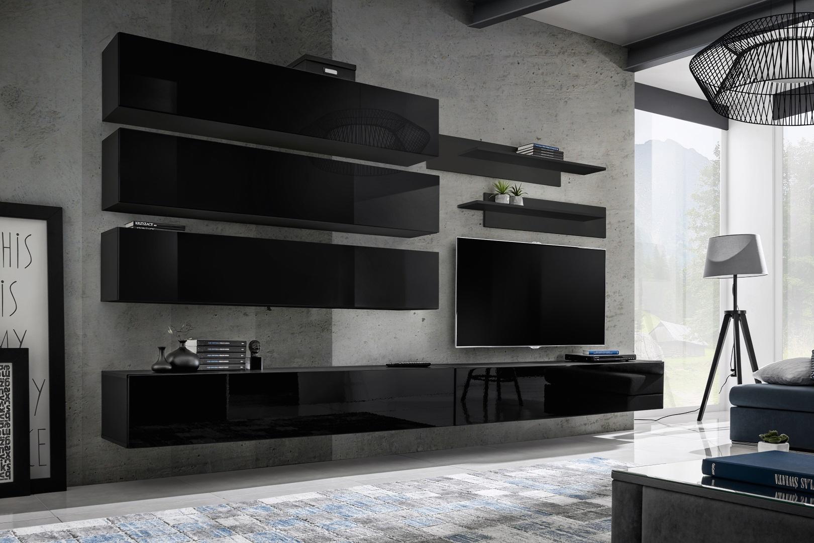 Design Wandschrank Wohnwand Wohnzimmer Holz Einrichtung Wand Regale Neu