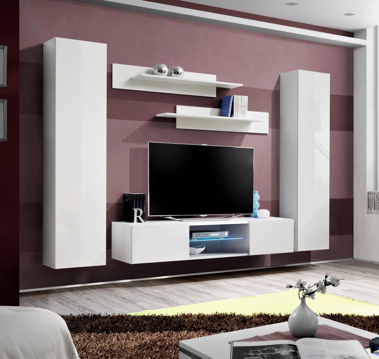 Garnitur Wohnwand Hänge Schrank Komplett Wohnzimmer Wandschrank TV-Ständer
