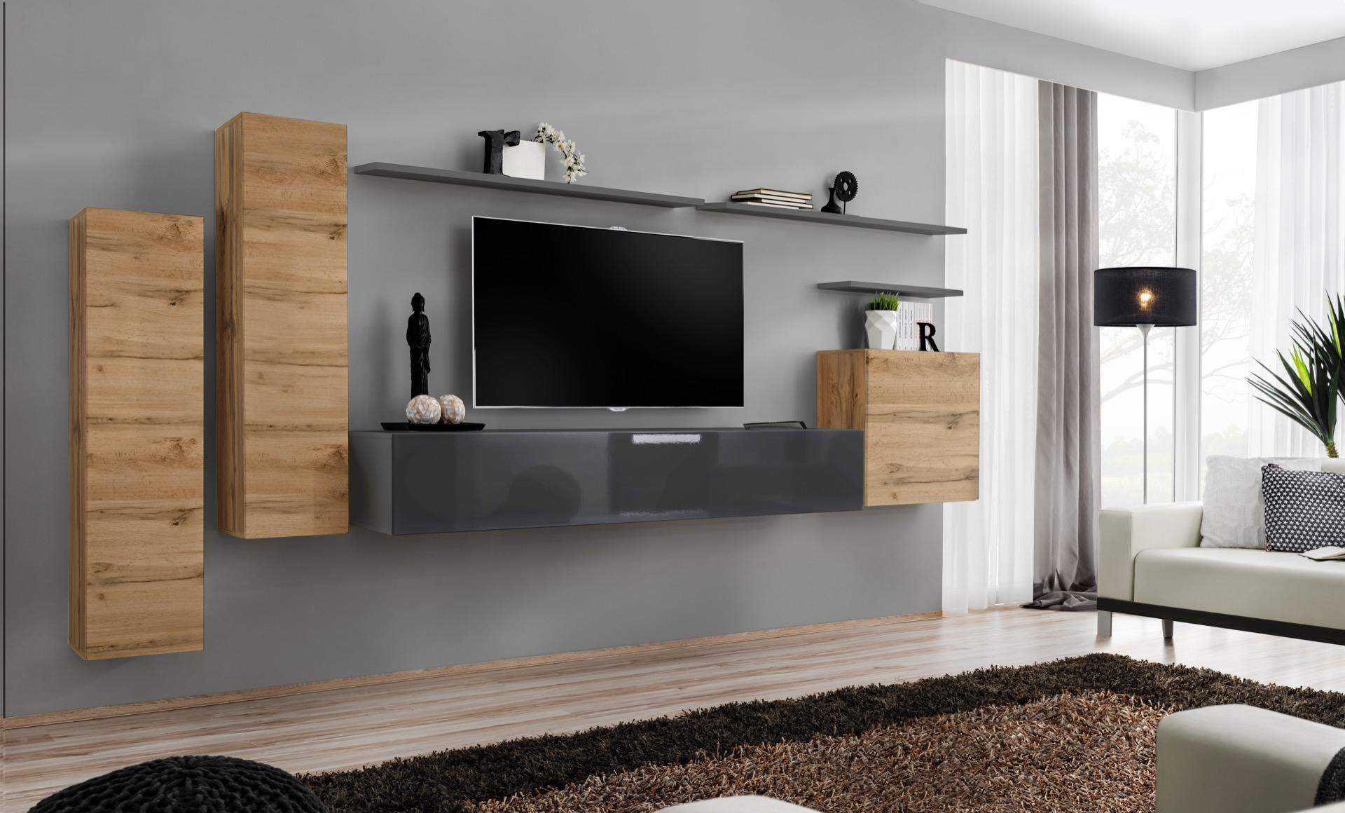Designer Wohnzimmer Komplett Wohnwand Regale Luxus Wandschrank Neu