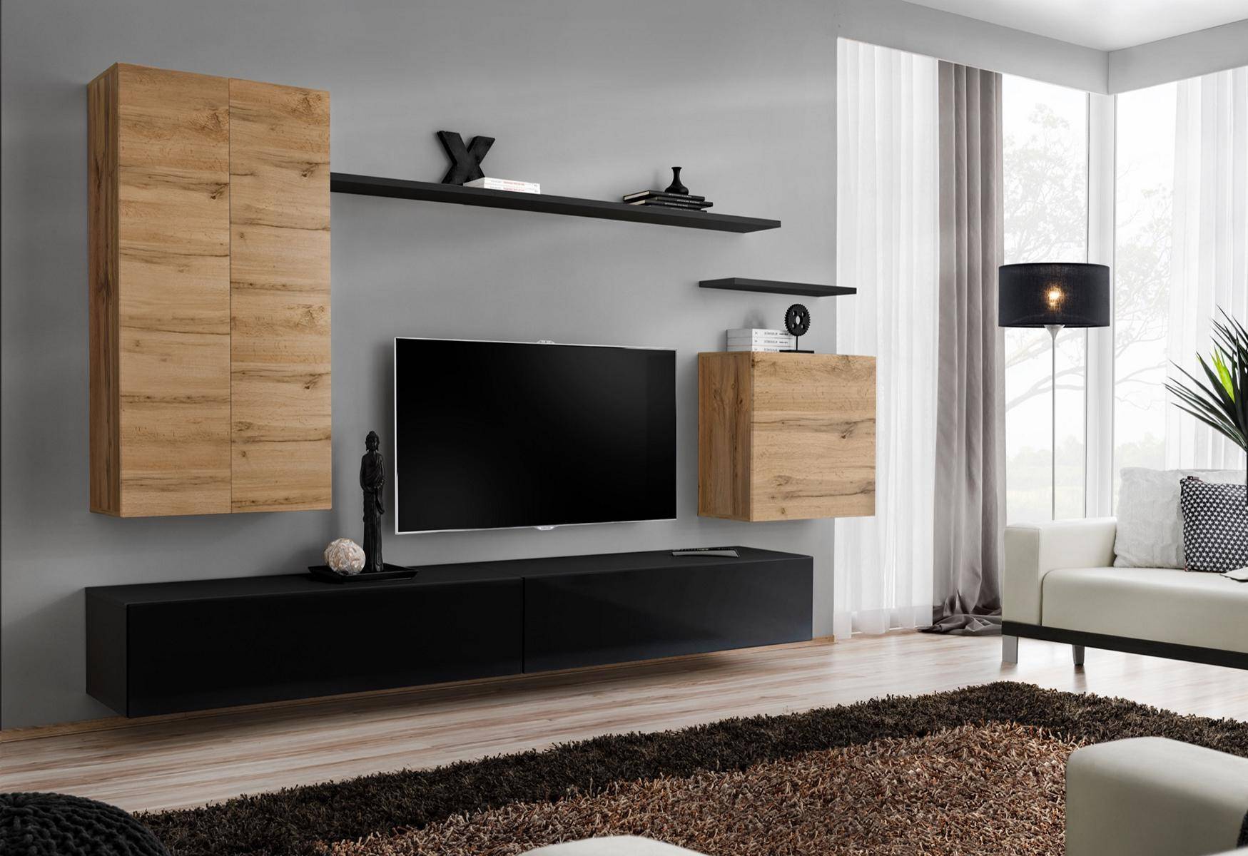 Wohnwand Wandschrank Wandregal Moderne Design TV-Ständer Wohnzimmer Einrichtung