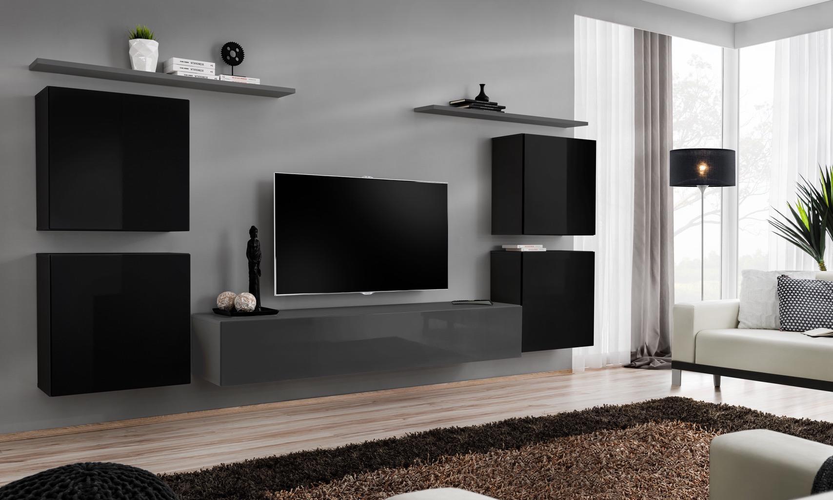 Luxus Set Regal Wohnwand Holzmöbel Komplett 4x Wandschrank Wohnzimmer Neu