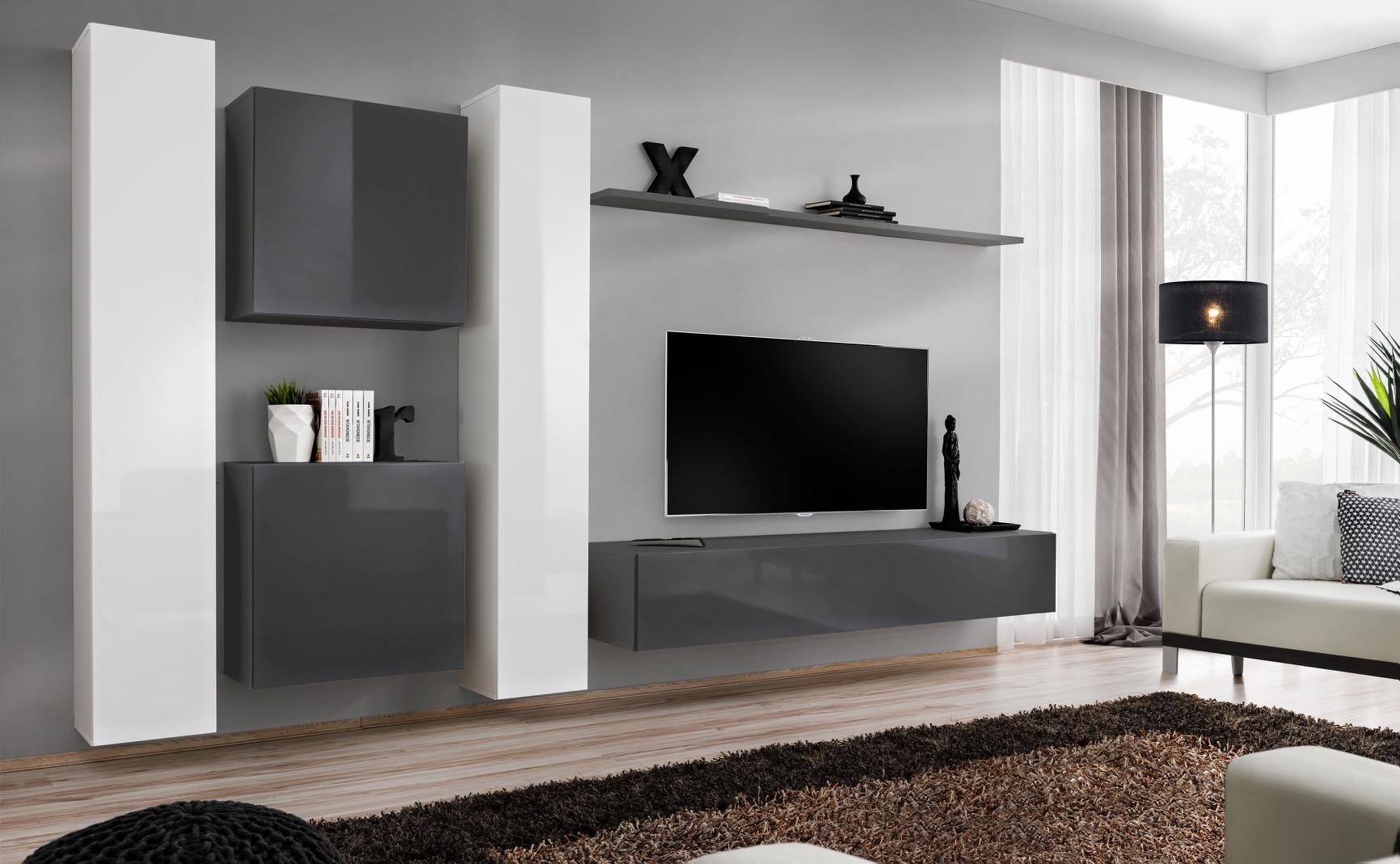 Grau Wandschrank Wohnzimmer Wand Regal Design Wand Schrank Modern Einrichtung