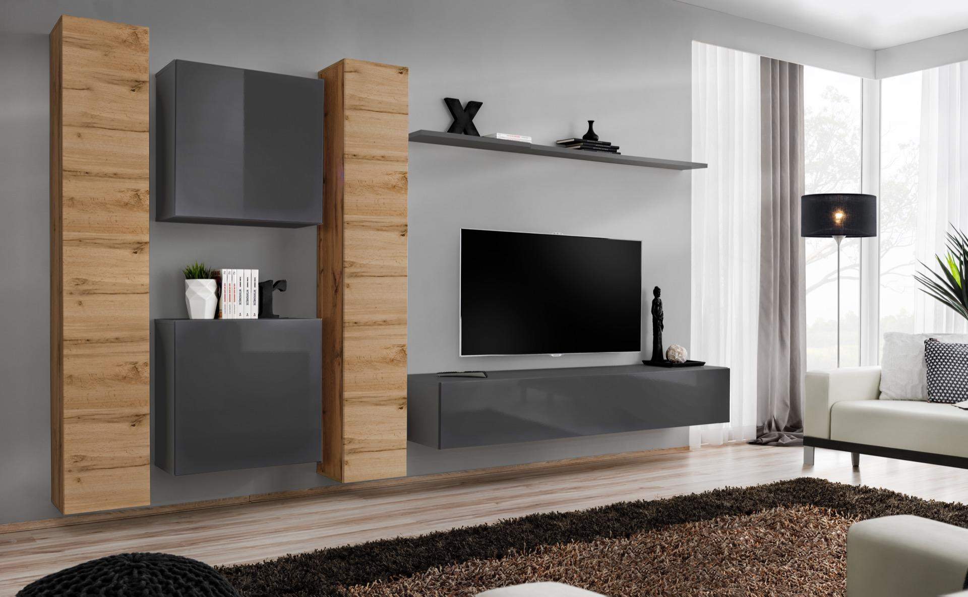 Designer Wohnwand Wand Regale Holzmöbel Wohnzimmer Luxus Holz Möbel Stil Modern