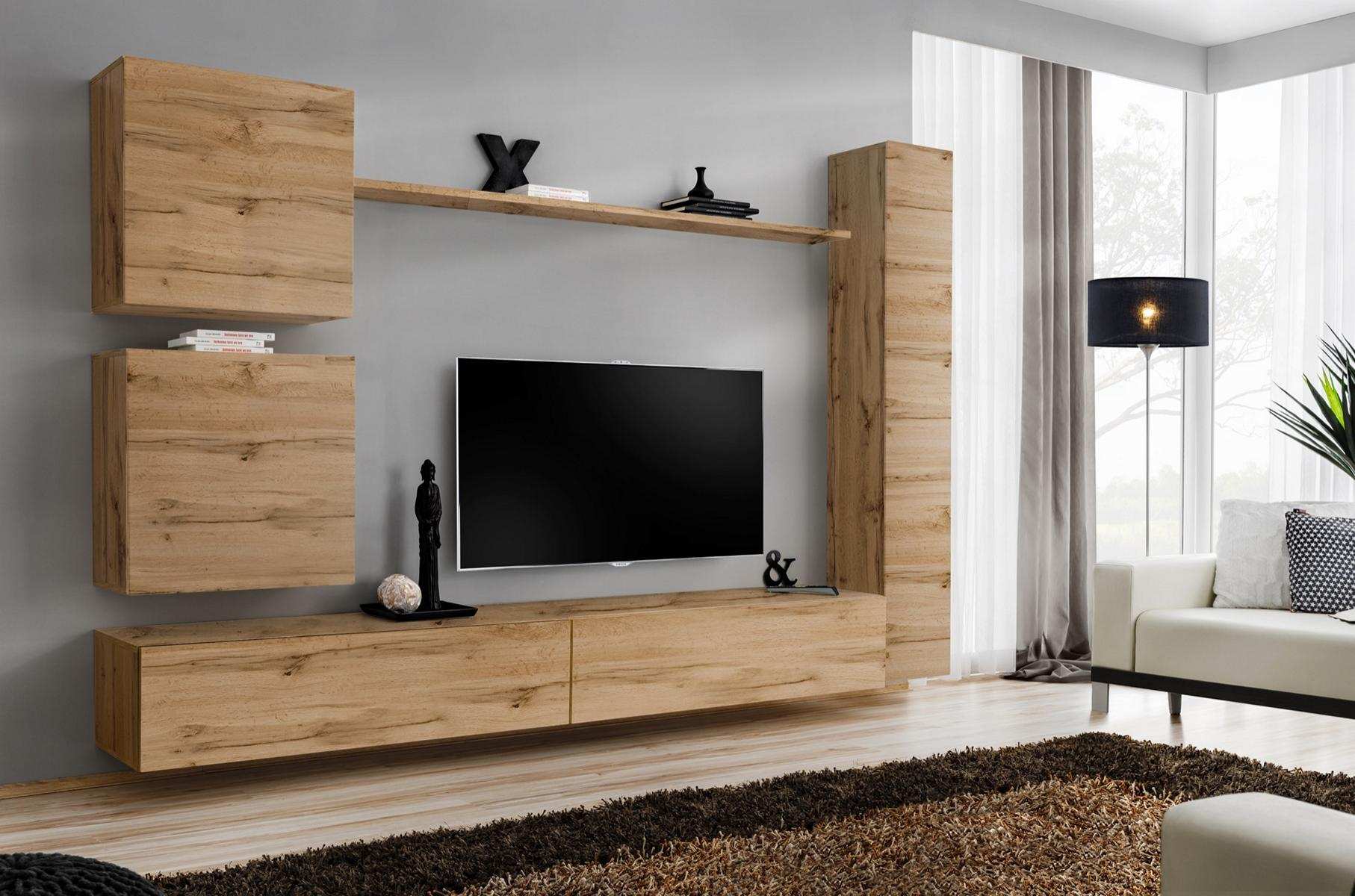 Wandschrank Modern Wohnwand Braun Holzmöbel Wohnzimmermöbel Designer