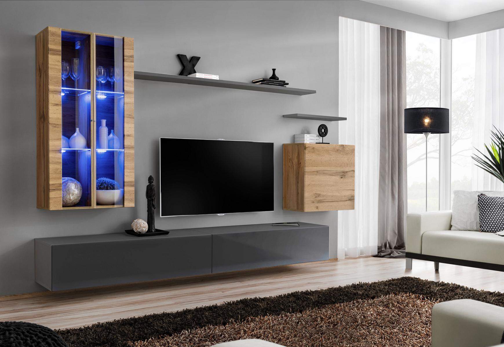 Design Möbel Wandschrank Wohnwand Wohnzimmermöbel TV-Ständer Holzmöbel Sideboard